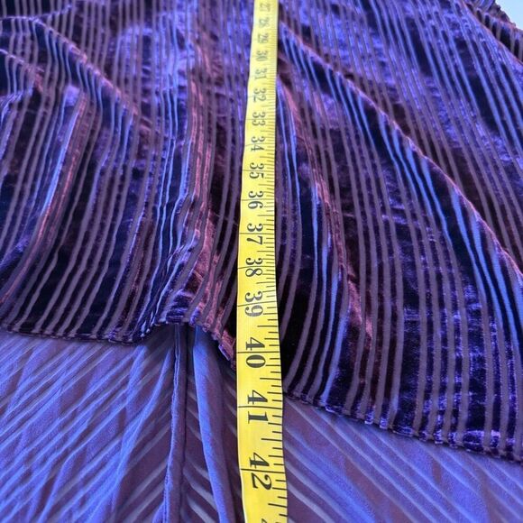 Robert Rodriguez Burgundy Striped Velvet Burnout Asymmetric Hem Maxi Dress Sz 10 - Picture 10 of 13